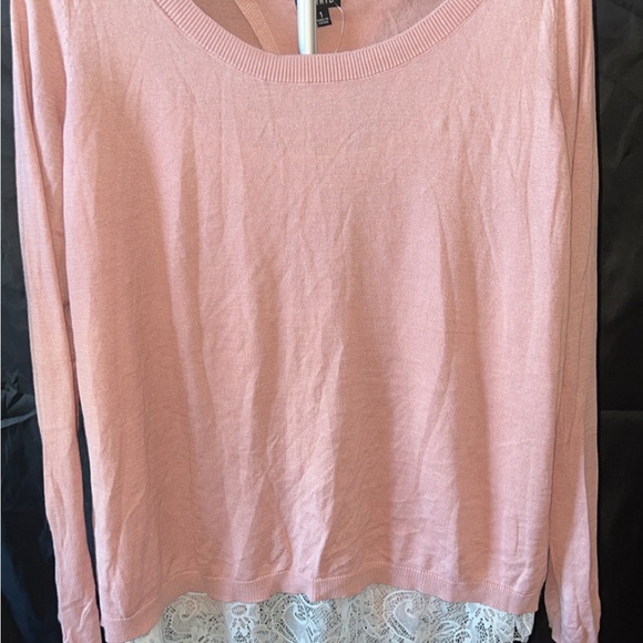 Torrid- Pink Lace Hem Women's Top - Picture 2 of 6
